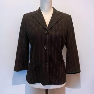 Womens Jacket & Skirt 3/4 Sleeve Max Edition Suit 2 Black White Stripe 2 Piece